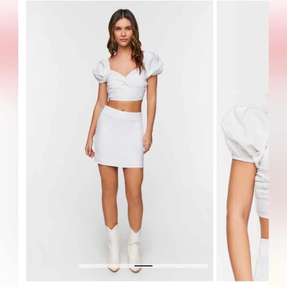 NWT Forever 21 Linen-Blend Crop Top & Mini Skirt Set